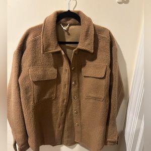 Light Brown fuzzy shacket